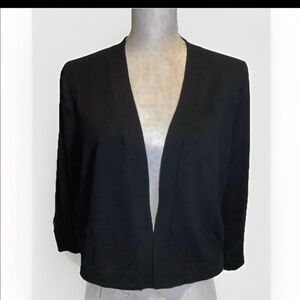 Tommy Hilfiger Black Open Cardigan L - XL 3/4 Sleeves w Button Accents